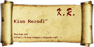 Kiss Rezső névjegykártya